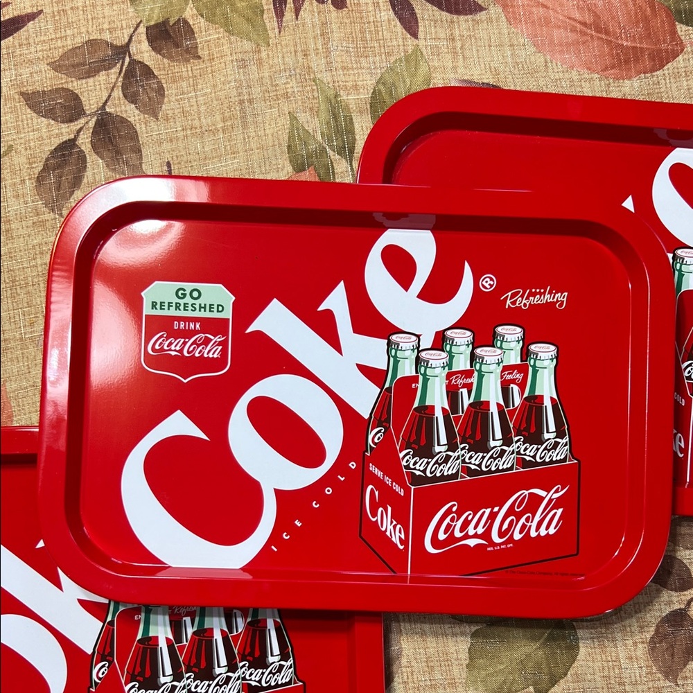 Coca-Cola Red and White Tray with Bottle Design